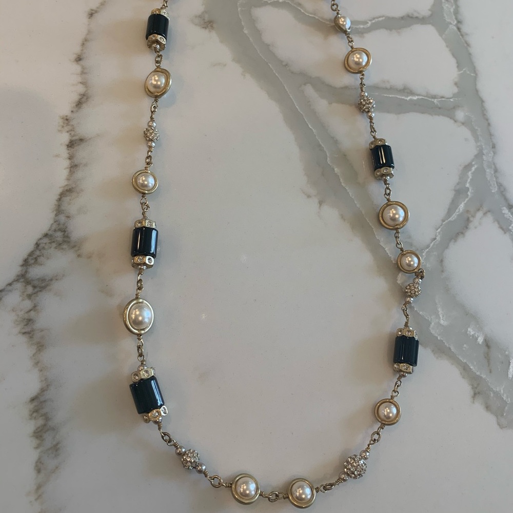 j crew black and pearl statement necklace